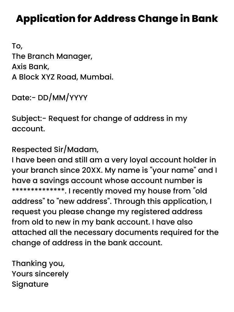 application for address change in bank